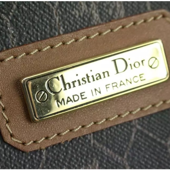 Christian Dior Monogram Honeycomb Boston Bag Purse Duffel Black Brown Leather - Picture 8 of 12